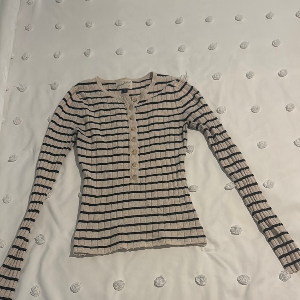 Striped Long Sleeve Ribbed Top